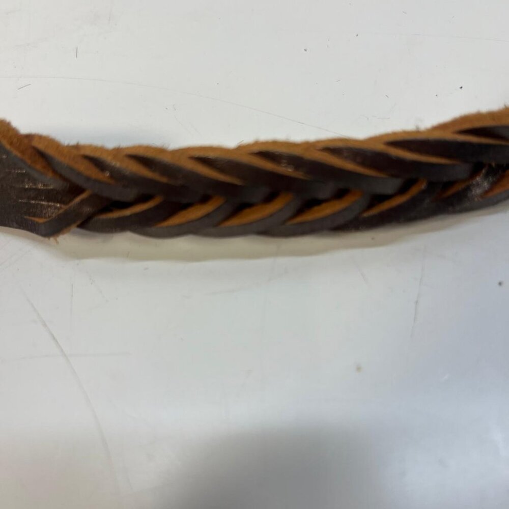 Women's Vintage Brown Woven Leather Belt Handmade Boho Western Hand Braided - Picture 2 of 6